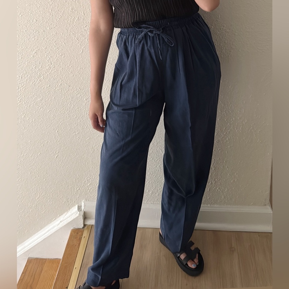 Vintage silk and linen drawstring pants